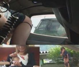 FC2-1428726 【自粛セール！1800ｐｔ→900ｐｔ】マゾ女子大生の淫乱服従！車内でトラック運ちゃんに見せつけオナニー＆駅構内で電話指令で全裸野外羞恥！（特典付き46分）